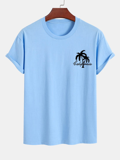 California Palm Tree Print Cotton T-Shirt & Swim Shorts